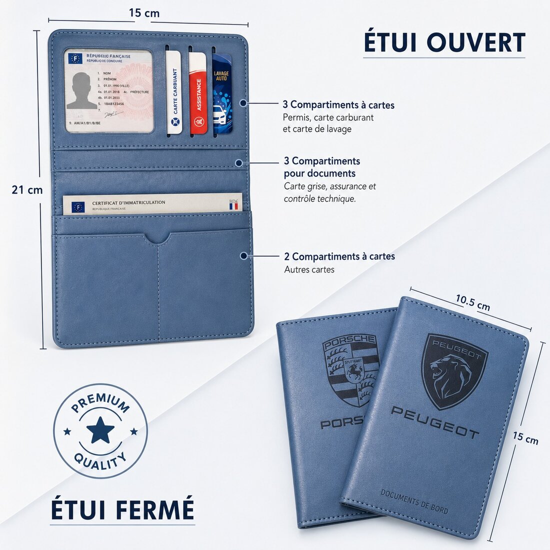 Étui carte grise en cuir personnalisé